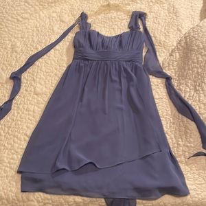 Alfred Angelo strapless lavender bridesmaid dress.